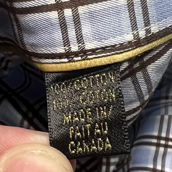 Jack Lipson Shirt Mens Medium Blue Check Long Sleeve Button Up Casual Cotton - Picture 6 of 6